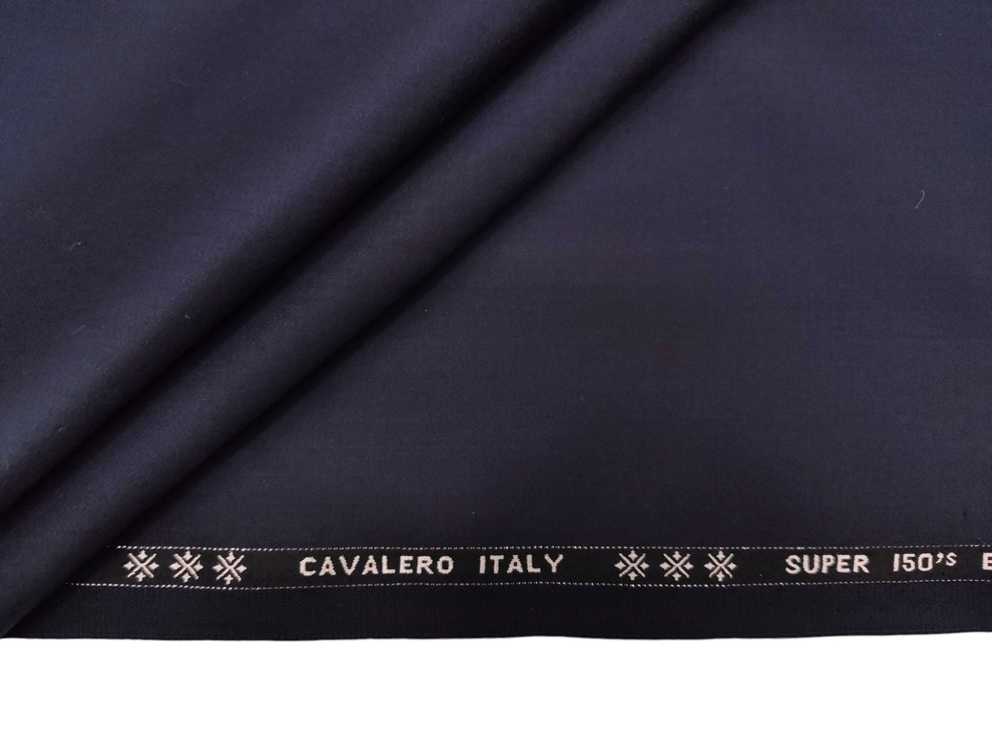 Cavalero Italy 95% Wool Super 150s Suiting Fabric (Navy Blue, Plain Weave)