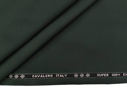 Cavalero Italy 70% Wool Super 150s Suiting Fabric (Bottle GreenPlain Weave)