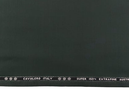 Cavalero Italy 70% Wool Super 150s Suiting Fabric (Bottle GreenPlain Weave)