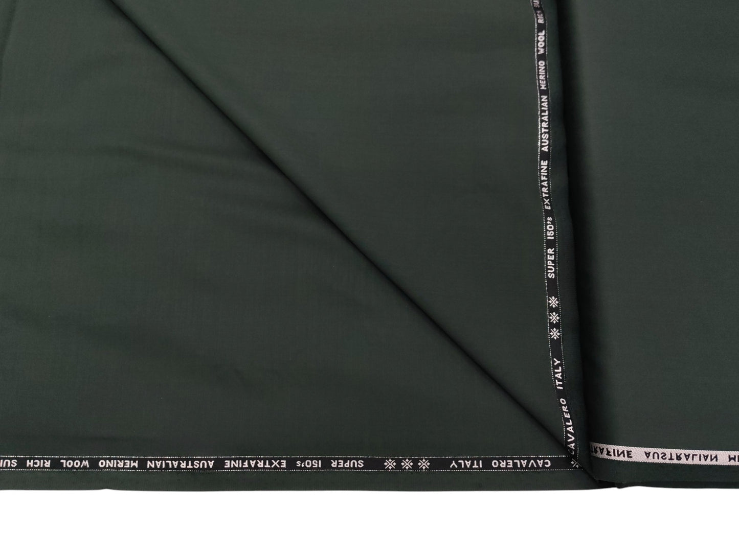 Cavalero Italy 70% Wool Super 150s Suiting Fabric (Bottle GreenPlain Weave)