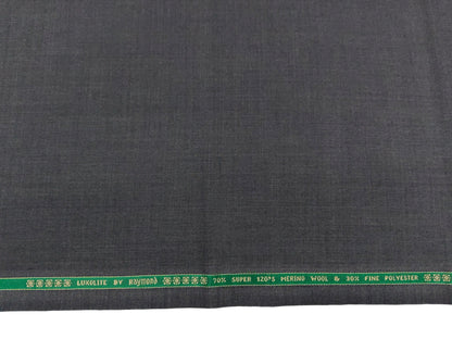 Raymond Luxolite 70% Wool Super 120s Suiting Fabric (Grey, Plain Weave)
