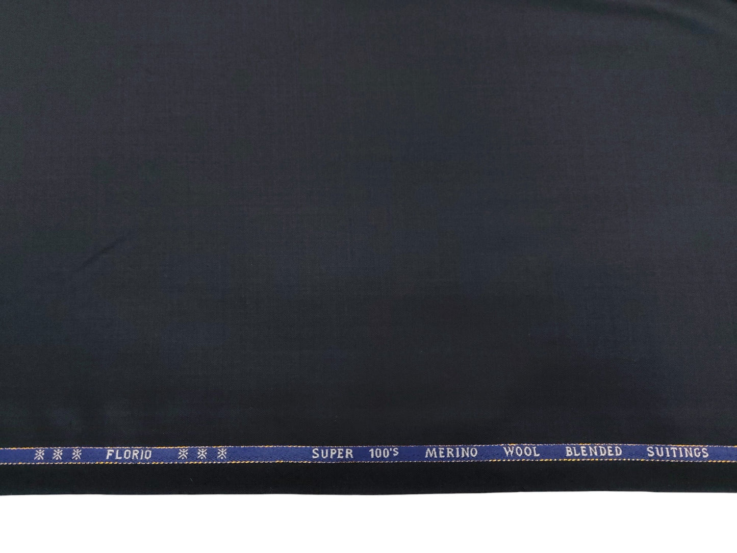Canetti Italy Super 100's Merino Wool Blend Suiting Fabric (Navy BluePlain Weave)