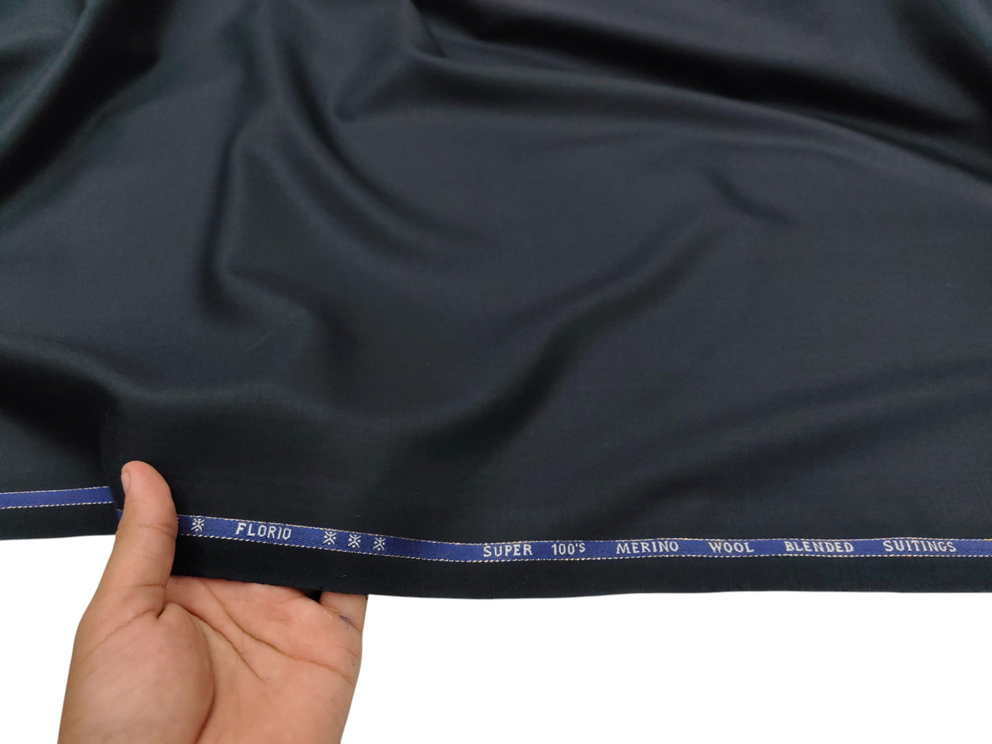 Canetti Italy Super 100's Merino Wool Blend Suiting Fabric (Navy BluePlain Weave)