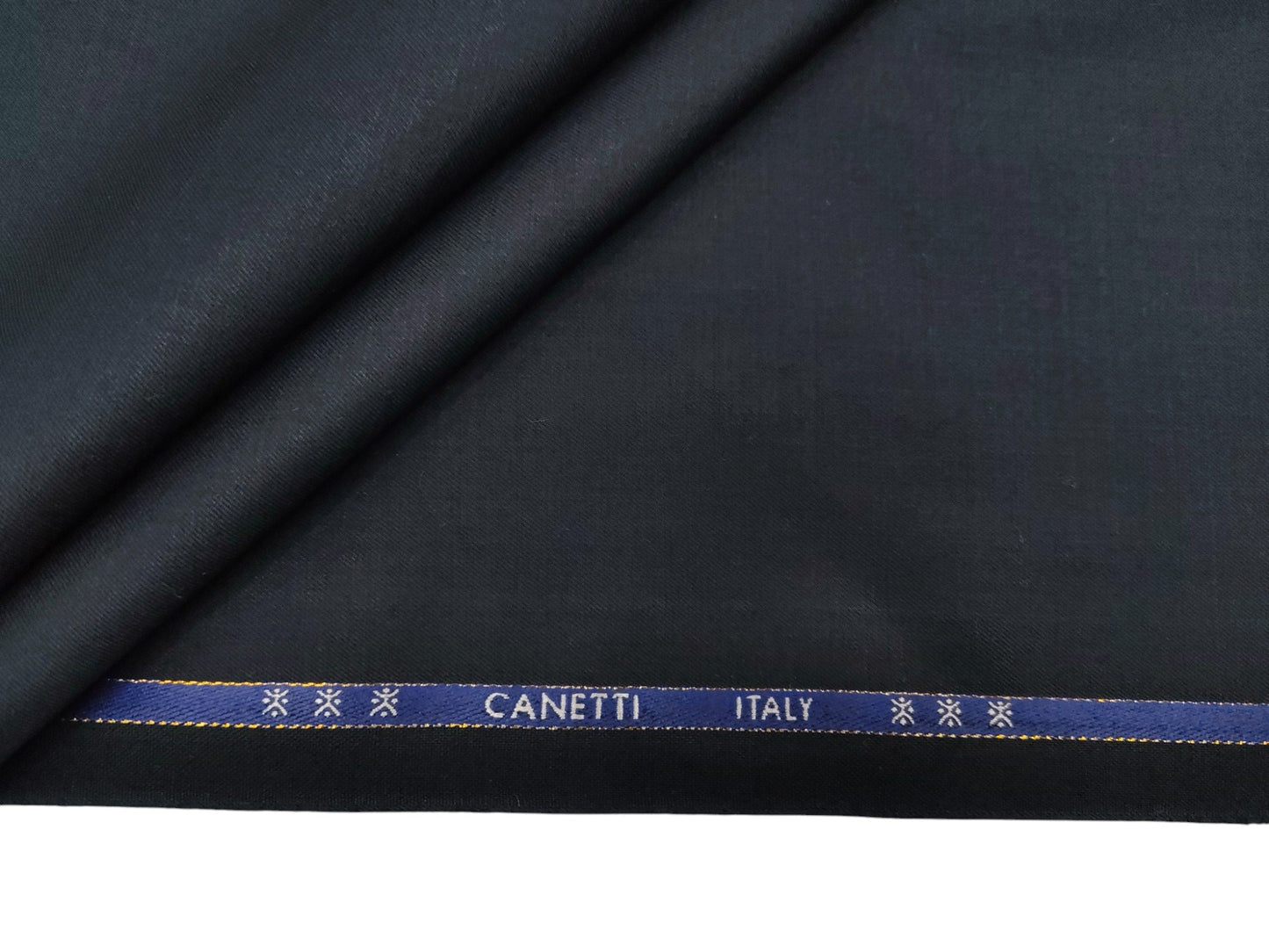 Canetti Italy Super 100's Merino Wool Blend Suiting Fabric (Navy BluePlain Weave)