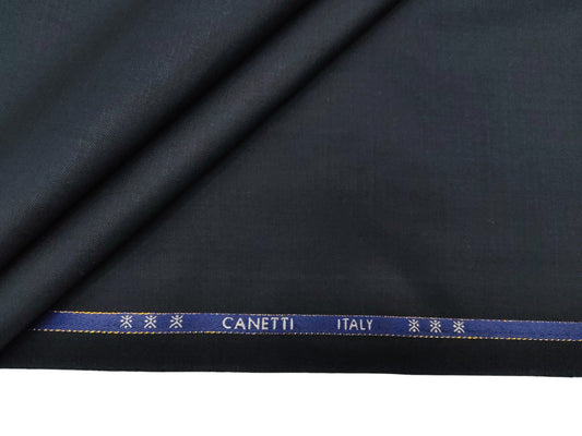 Canetti Italy Super 100's Merino Wool Blend Suiting Fabric (Navy BluePlain Weave)
