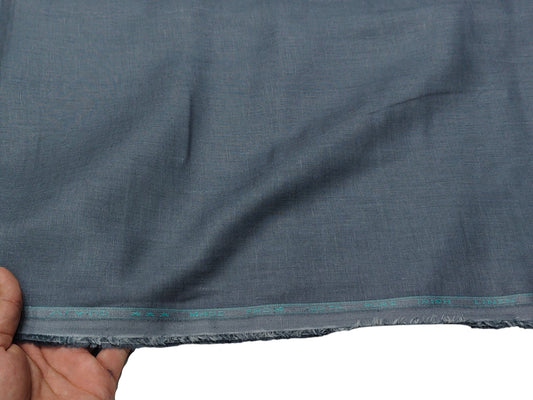 Arvind 100% Linen 60 Lea Shirting Fabric (Greyish Blue, Plain)