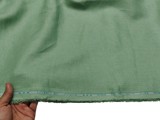 Arvind 100% Linen 60 Lea Shirting Fabric (Green, Plain)
