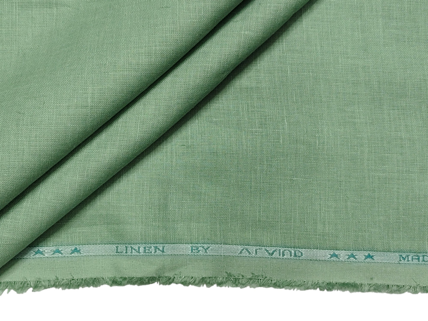Arvind 100% Linen 60 Lea Shirting Fabric (Green, Plain)