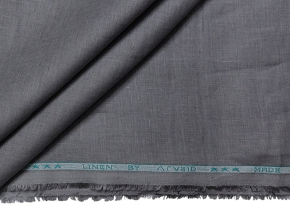 Arvind 100% Linen 60 Lea Shirting Fabric (Grey, Plain)