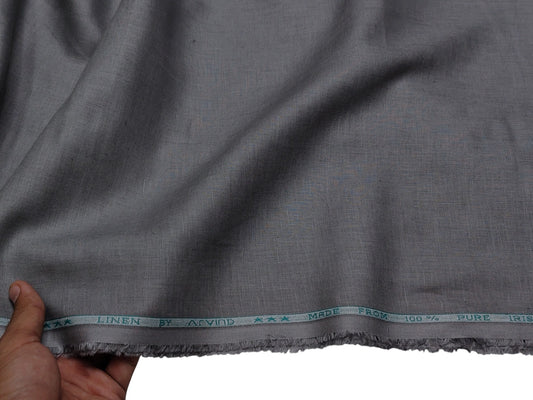 Arvind 100% Linen 60 Lea Shirting Fabric (Grey, Plain)