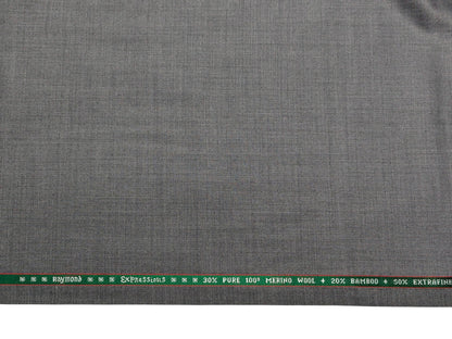 Raymond Expressions Super 100s Merino Wool Blend Suiting Fabric (Light Grey, Plain Weave)
