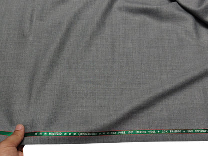 Raymond Expressions Super 100s Merino Wool Blend Suiting Fabric (Light Grey, Plain Weave)