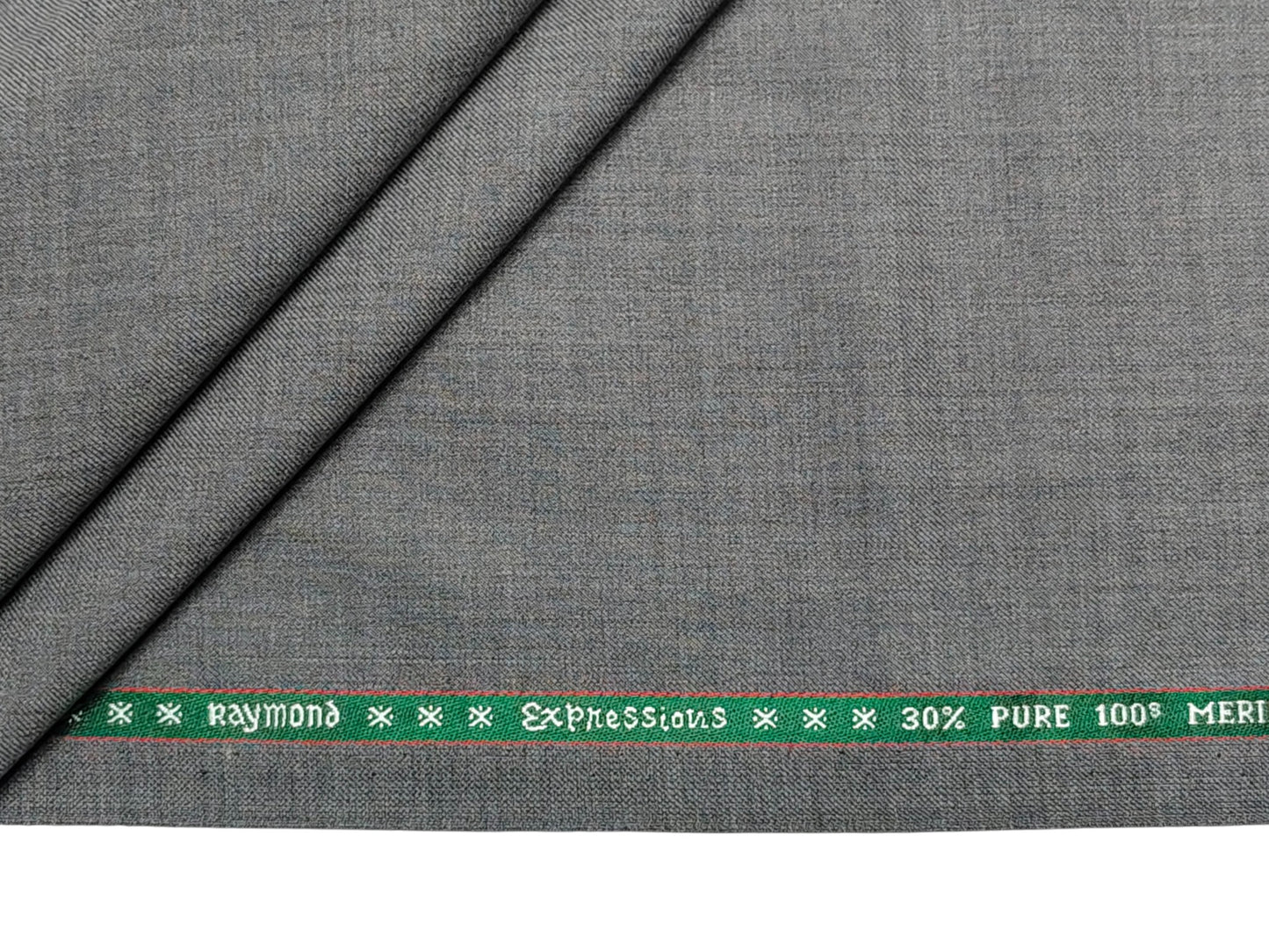 Raymond Expressions Super 100s Merino Wool Blend Suiting Fabric (Light Grey, Plain Weave)