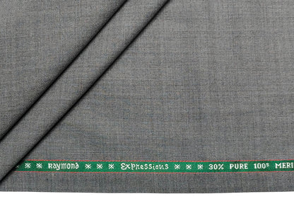 Raymond Expressions Super 100s Merino Wool Blend Suiting Fabric (Light Grey, Plain Weave)