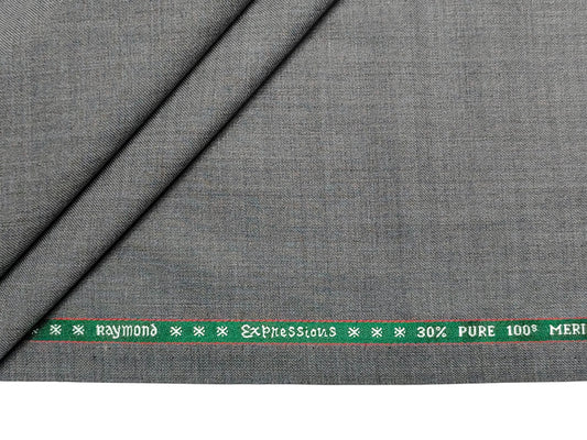 Raymond Expressions Super 100s Merino Wool Blend Suiting Fabric (Light Grey, Plain Weave)