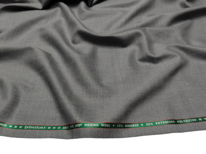 Raymond Expressions Super 100s Merino Wool Blend Suiting Fabric (Light Grey, Plain Weave)