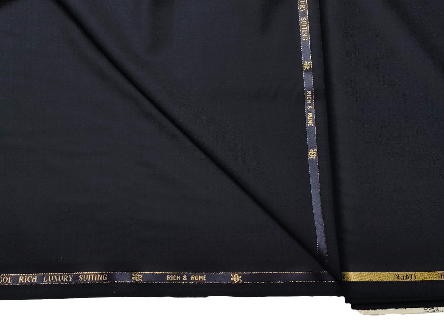 Georgia Gullini Super 150s Merino Wool Blend Suiting Fabric (Navy Blue, Plain Weave)