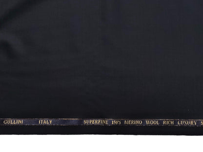 Georgia Gullini Super 150s Merino Wool Blend Suiting Fabric (Navy Blue, Plain Weave)