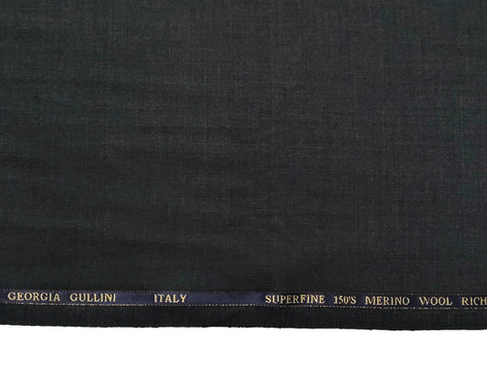Georgia Gullini Super 150s Merino Wool Blend Suiting Fabric (Dark Grey, Plain Weave)