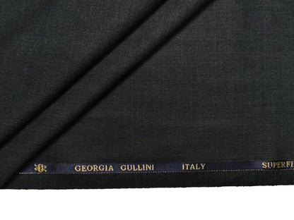 Georgia Gullini Super 150s Merino Wool Blend Suiting Fabric (Dark Grey, Plain Weave)