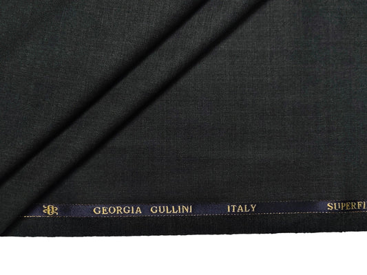 Georgia Gullini Super 150s Merino Wool Blend Suiting Fabric (Dark Grey, Plain Weave)