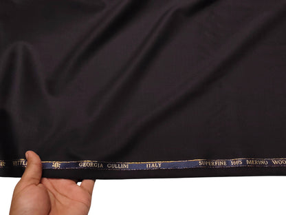 Georgia Gullini Super 160s Merino Wool Blend Suiting Fabric (Wine , Plain Weave)