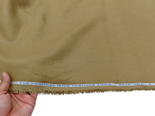 Burgoyne Emerald Irish Heritage Linen Shirting Fabric (Camel Brown, Plain Weave)