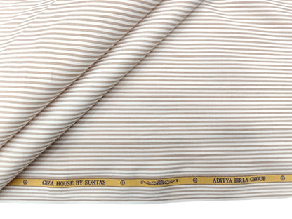 Giza House by Soktas 100/1 Premium Giza Cotton Shirting Fabric (Sandy Brown, Stripes)