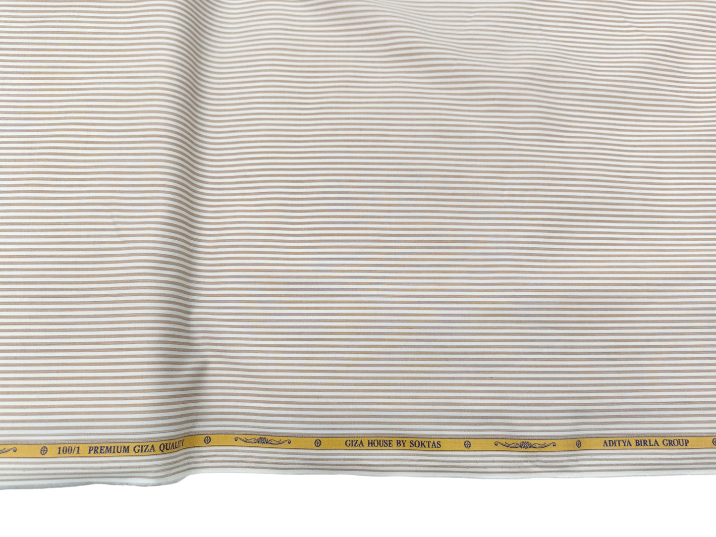 Giza House by Soktas 100/1 Premium Giza Cotton Shirting Fabric (Sandy Brown, Stripes)