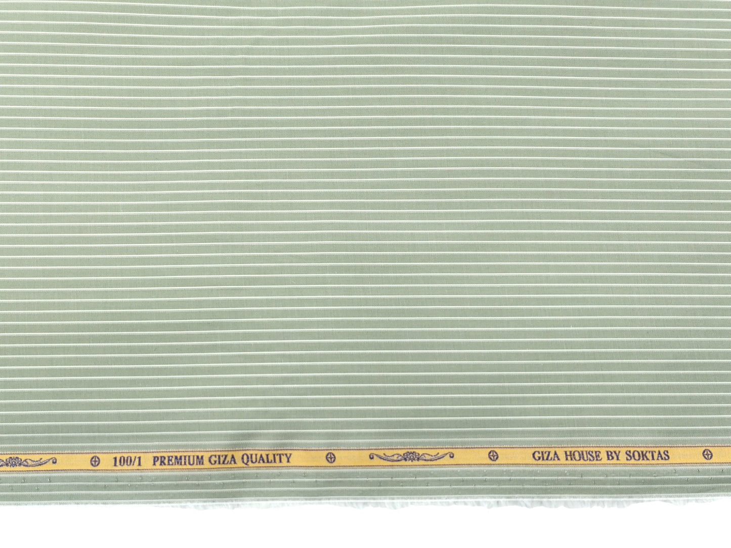 Giza House by Soktas 100/1 Premium Giza Cotton Shirting Fabric (Olive Green, Stripes)