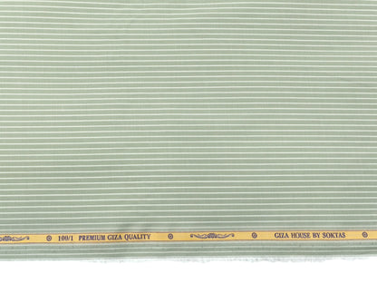 Giza House by Soktas 100/1 Premium Giza Cotton Shirting Fabric (Olive Green, Stripes)