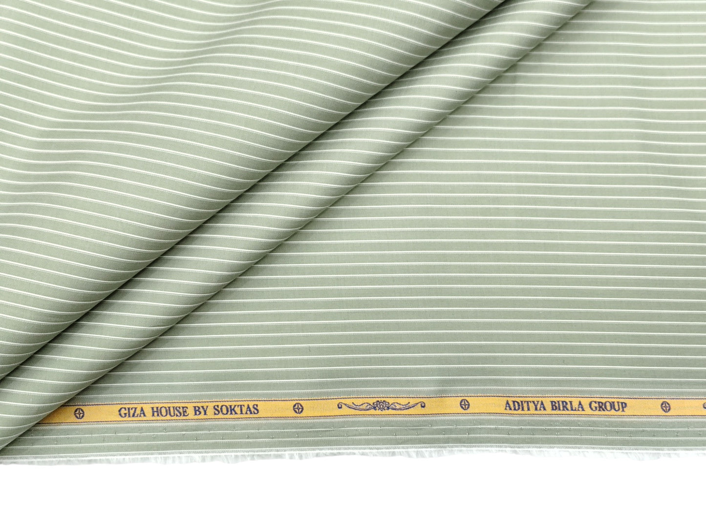 Giza House by Soktas 100/1 Premium Giza Cotton Shirting Fabric (Olive Green, Stripes)