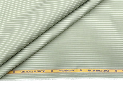 Giza House by Soktas 100/1 Premium Giza Cotton Shirting Fabric (Olive Green, Stripes)