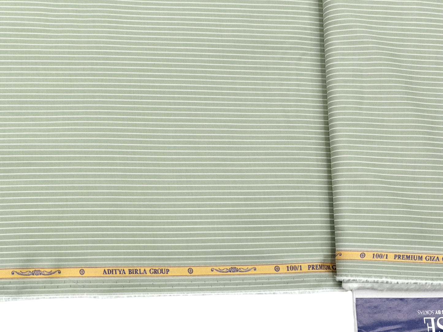 Giza House by Soktas 100/1 Premium Giza Cotton Shirting Fabric (Olive Green, Stripes)