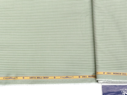 Giza House by Soktas 100/1 Premium Giza Cotton Shirting Fabric (Olive Green, Stripes)