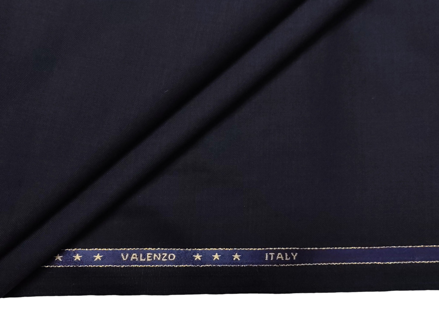 Valenzo 45% Ultrafine 150s Merino Wool Blend Suiting Fabric (Classic Navy Blue, Self Design)