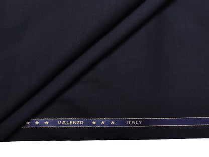 Valenzo 45% Ultrafine 150s Merino Wool Blend Suiting Fabric (Classic Navy Blue, Self Design)