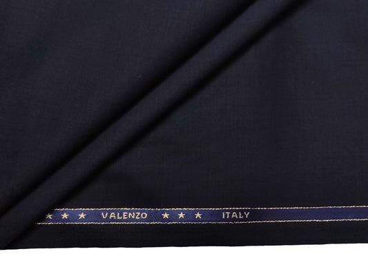 Valenzo 45% Ultrafine 150s Merino Wool Blend Suiting Fabric (Classic Navy Blue, Self Design)