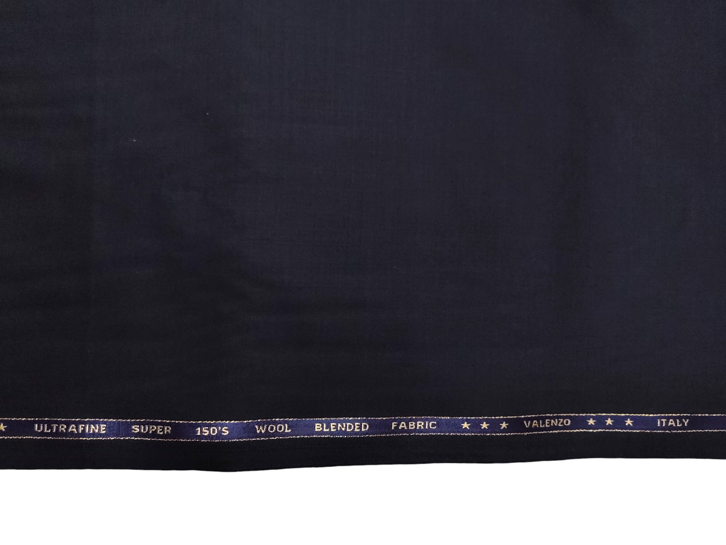 Valenzo 45% Ultrafine 150s Merino Wool Blend Suiting Fabric (Classic Navy Blue, Self Design)