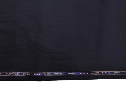 Valenzo 45% Ultrafine 150s Merino Wool Blend Suiting Fabric (Classic Navy Blue, Self Design)