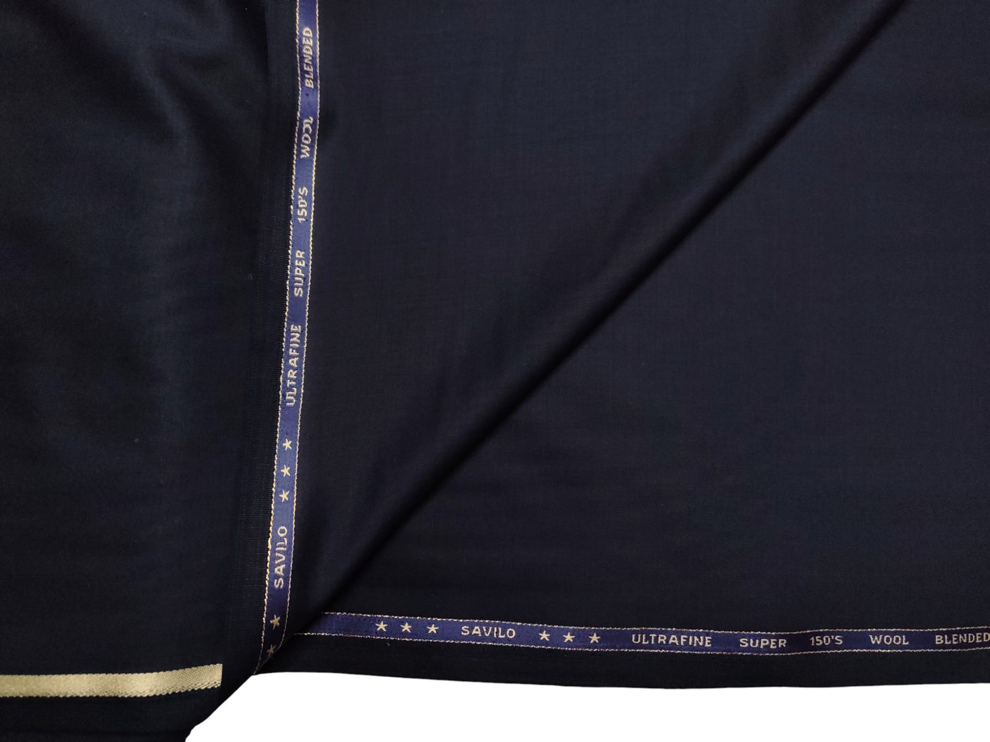 Valenzo 45% Ultrafine 150s Merino Wool Blend Suiting Fabric (Classic Navy Blue, Self Design)