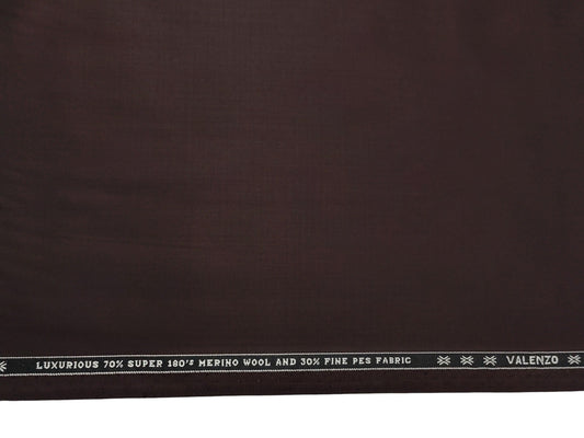 Valenzo 70% 180s Merino Wool Blend Suiting Fabric (Rich Wine, Self Design)