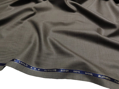 Valenzo 45% Ultrafine 150s Merino Wool Blend Suiting Fabric (Classic Brown, Self Design)