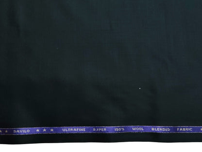 Valenzo 45% Ultrafine 150s Merino Wool Blend Suiting Fabric (Bottle Green, Self Design)