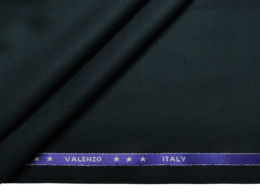 Valenzo 45% Ultrafine 150s Merino Wool Blend Suiting Fabric (Bottle Green, Self Design)