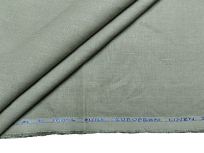 100% Pure European Linen Suiting Fabric (Sage Green, Plain Weave)