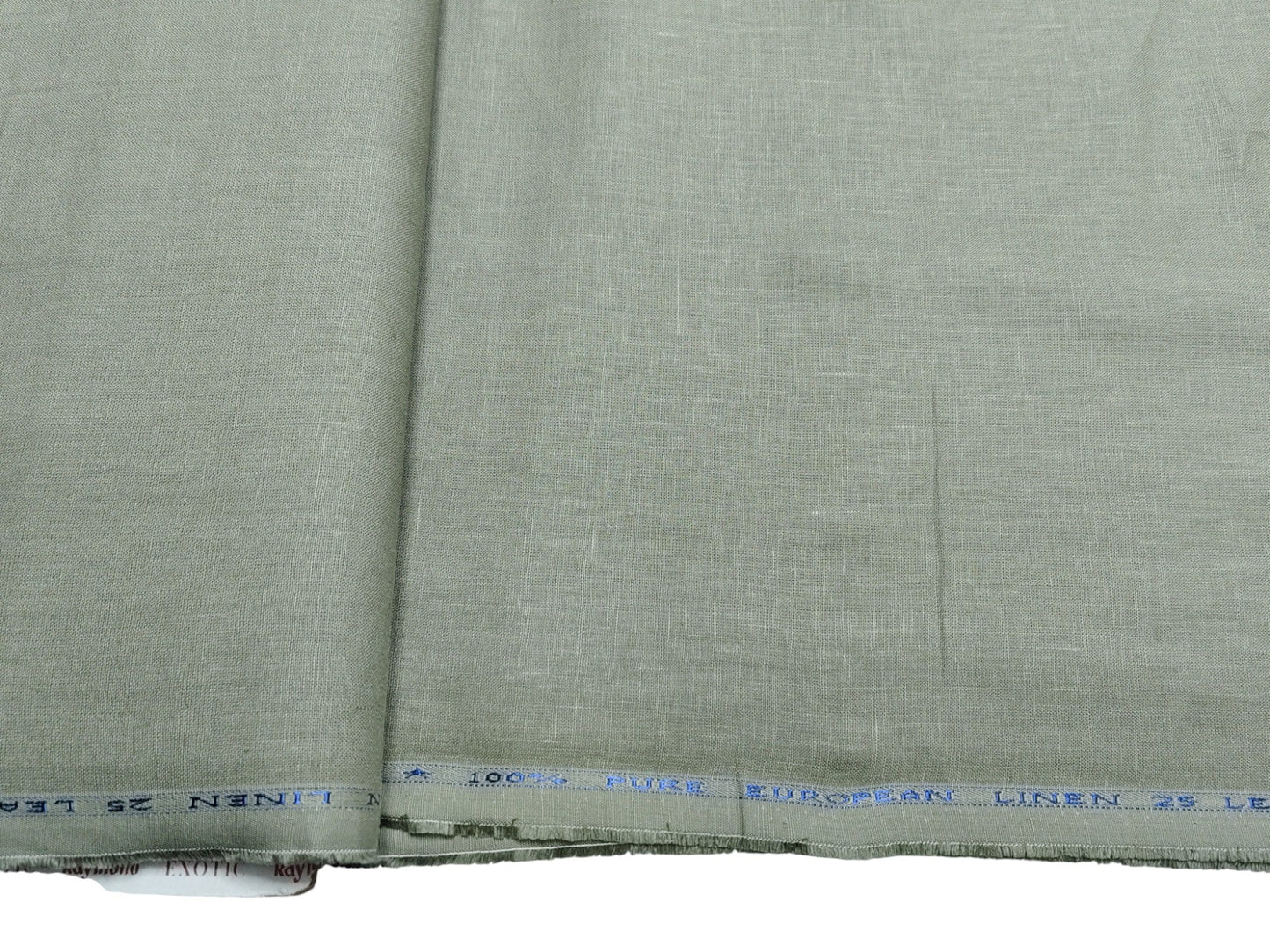100% Pure European Linen Suiting Fabric (Sage Green, Plain Weave)