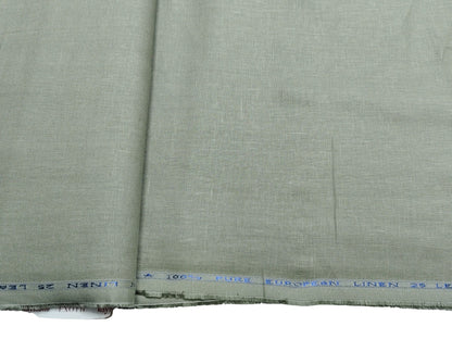 100% Pure European Linen Suiting Fabric (Sage Green, Plain Weave)