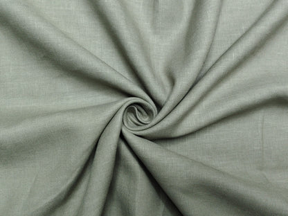 100% Pure European Linen Suiting Fabric (Sage Green, Plain Weave)