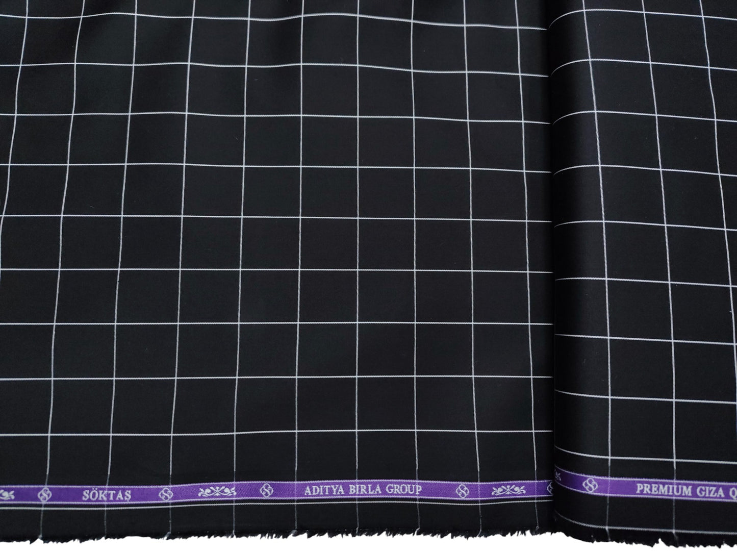 Giza House by Soktas Premium Giza Cotton Shirting Fabric (Midnight Black, Checks)